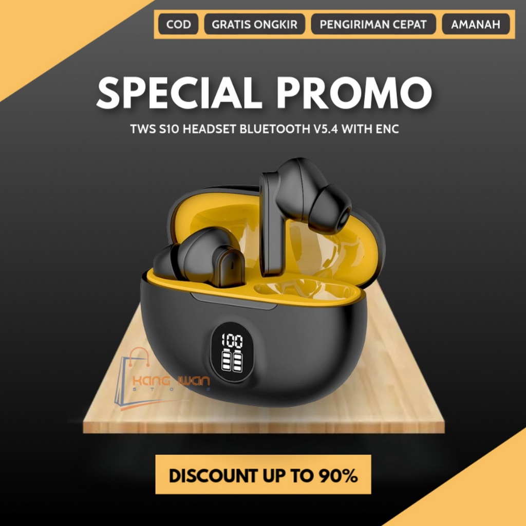 TWS S10 Headset Stereo Bluetooth V5.4 Smart Sport Headphones With ENC Good Quality