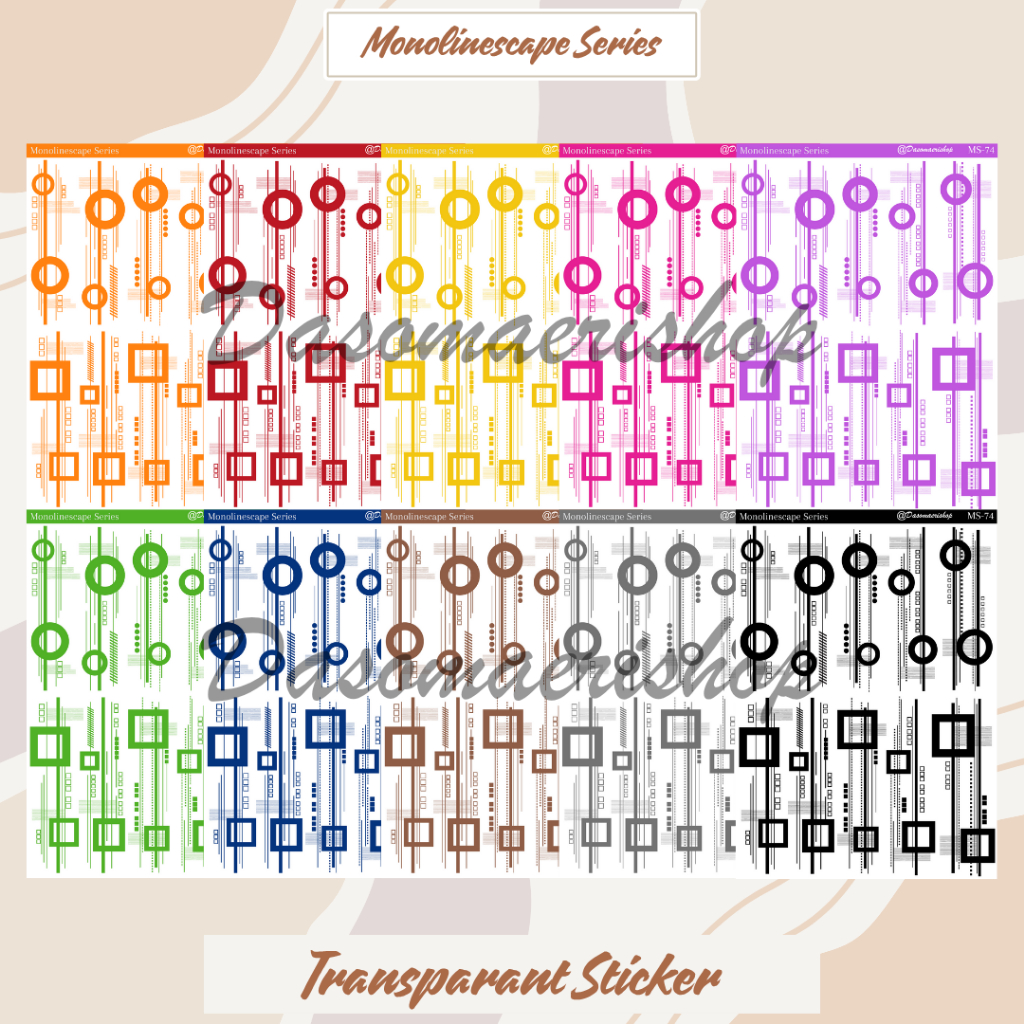 

Sticker Sheet Monolinescape Series Stiker Deco Scrapbook Journal Handmade by Dasomaerishop