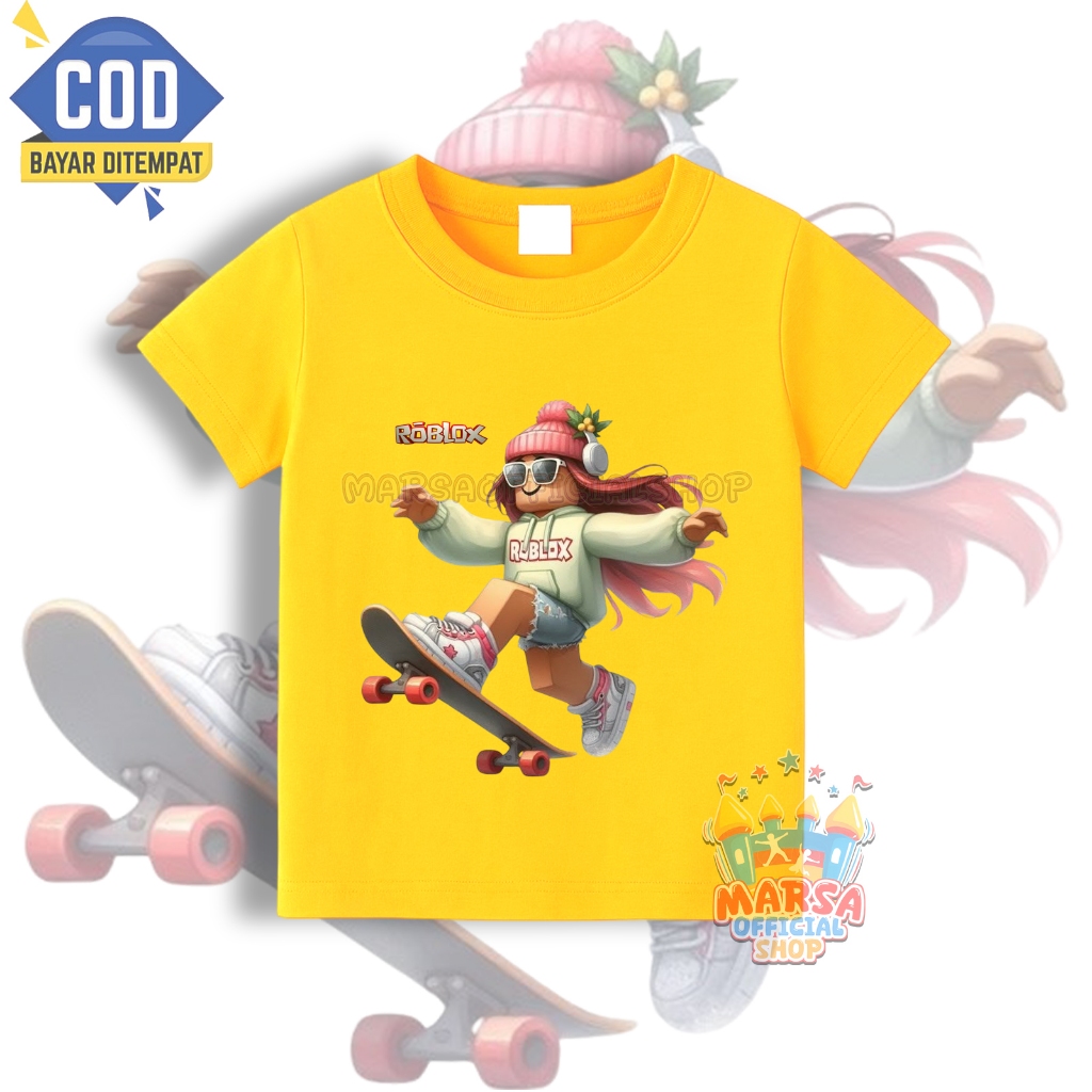 Kaos anak roblox cewe skateboard / Kaos baju anak roblox skateboard free nama / Tshirt anak Roblox f