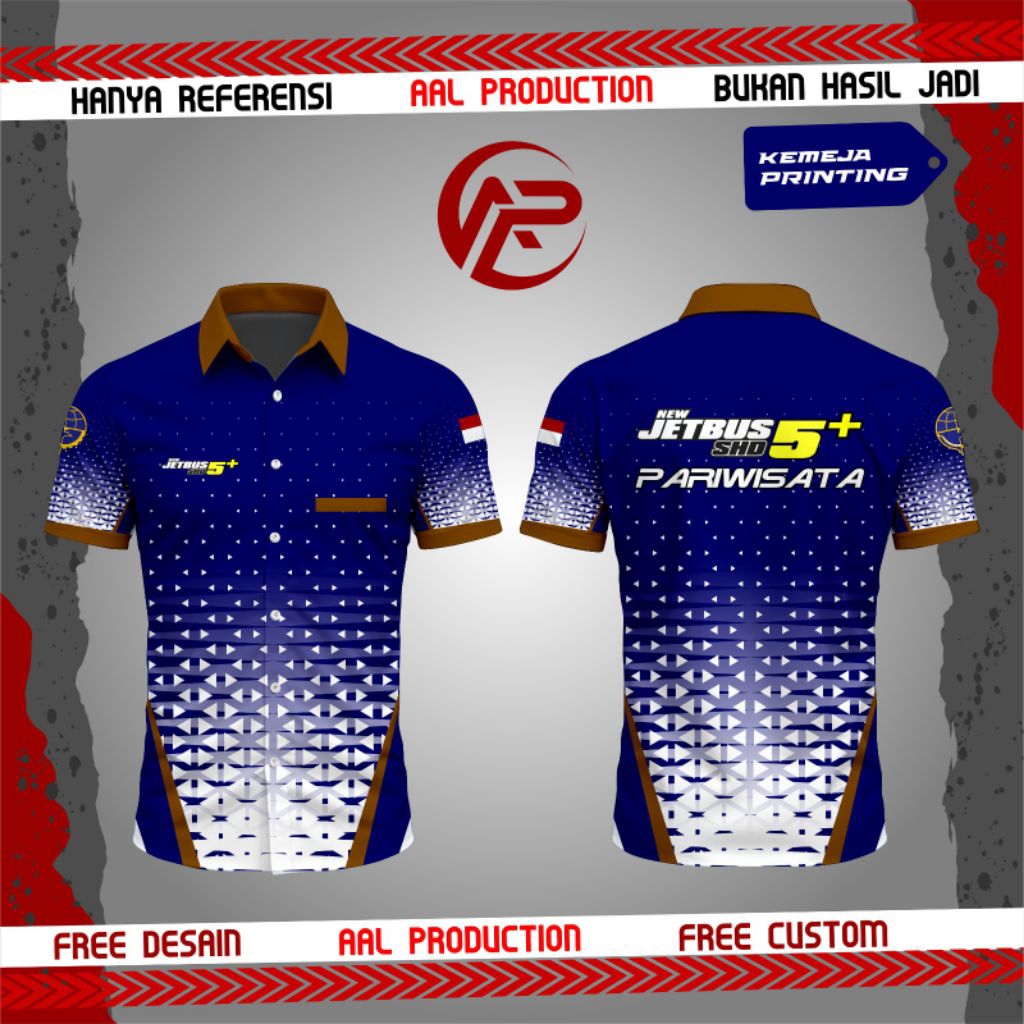 KEMEJA PRINTING JETBUS 5+ PARIWISATA LENGAN PANJANG KEMEJA PRINTING PARIWISATA LENGAN PENDEK