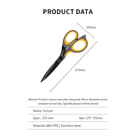 

mg Deli Gunting anti lengket 175mm Gunting hitam gunting anti karat Soft handle Scissors