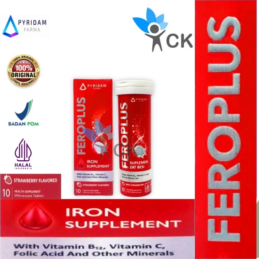 FEROPLUS EFFERVESCENT TABLET BOX suplemen zat besi