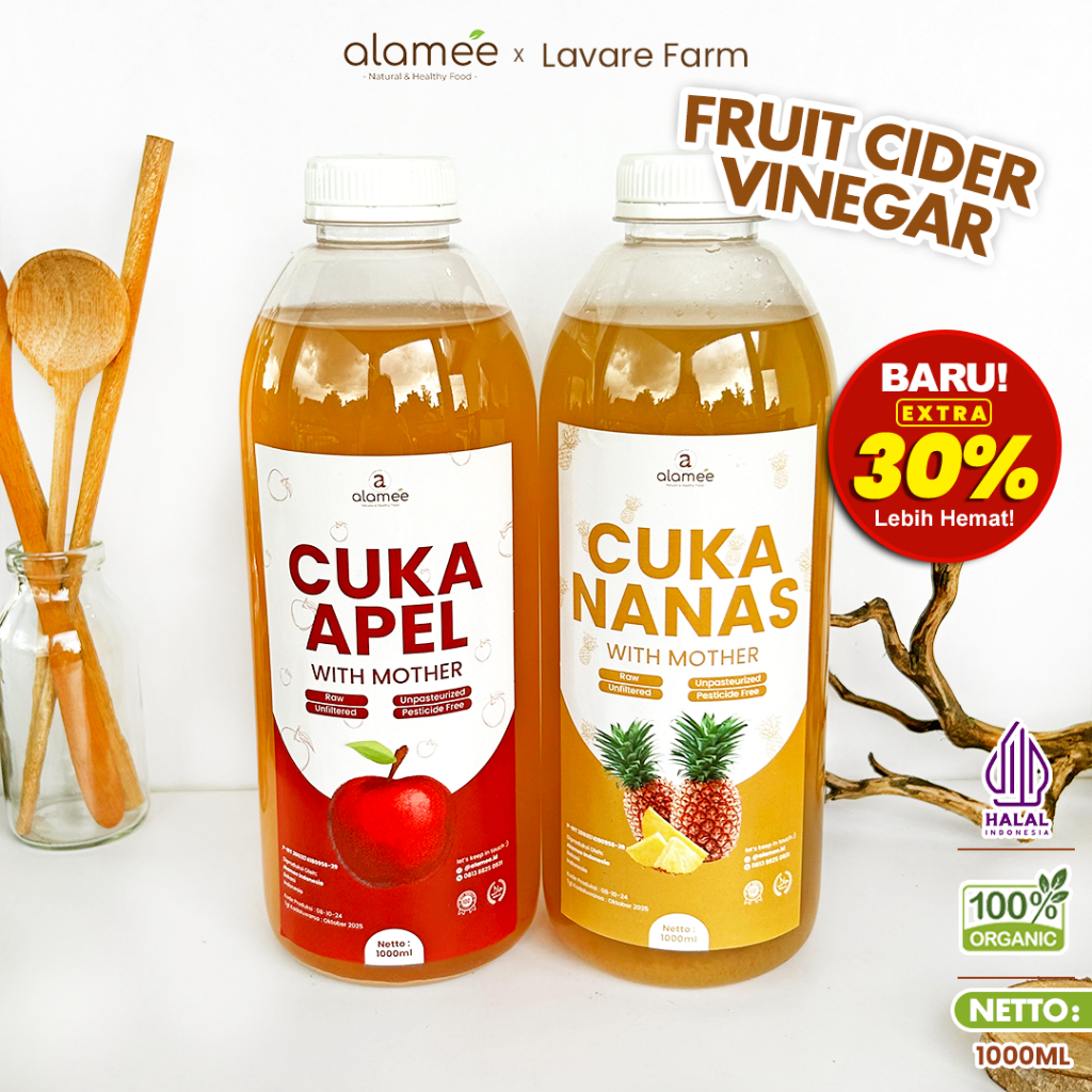 

ALAMEE Cuka Apel Nanas Original Vinega With Mother Organik Pine Apple Cider Vinegar Vinega BUMA