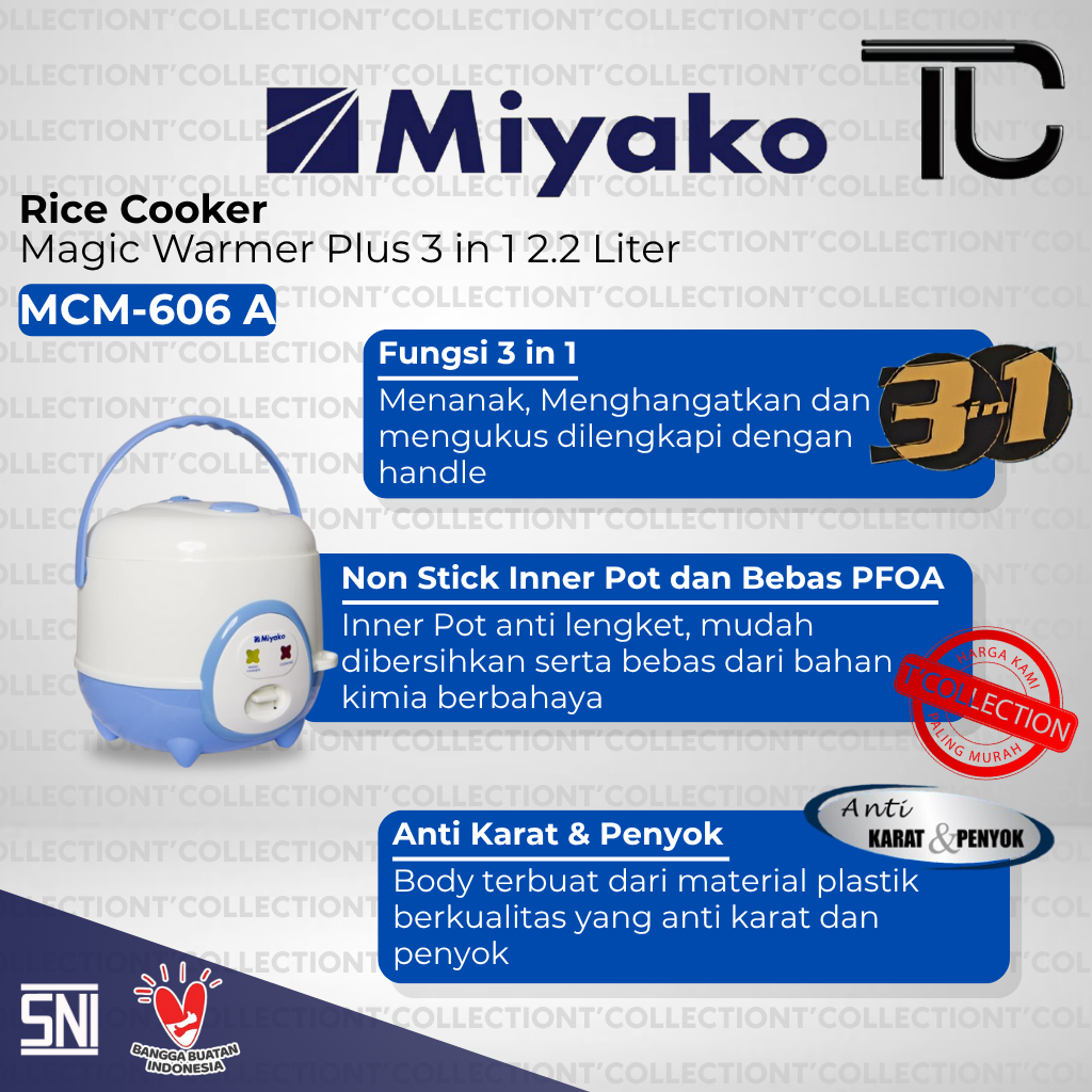 Miyako MCM-606 Rice Cooker 0.6L Putih - Magic Com Mini