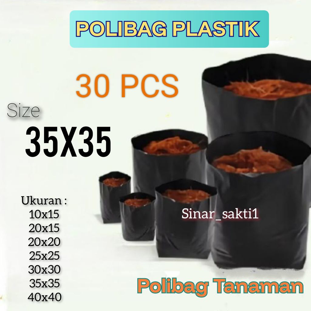 Promo 30Pcs Polibag Tanaman Ukuran 35x35 Polibag Plastik