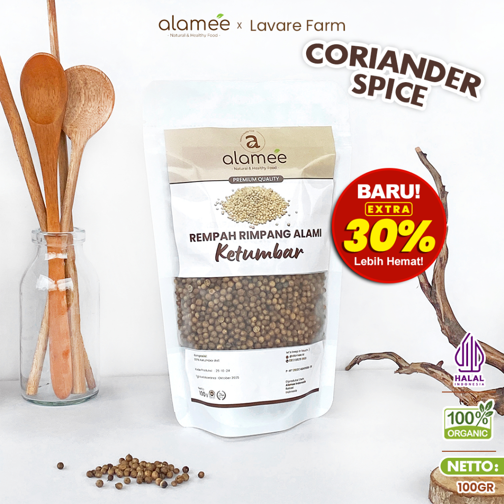 

ALAMEE Ketumbar Organik Coriander Seed Biji Rempah Rimpang Alami Bumbu Seasoning Masakan Masak 100gr BUMA