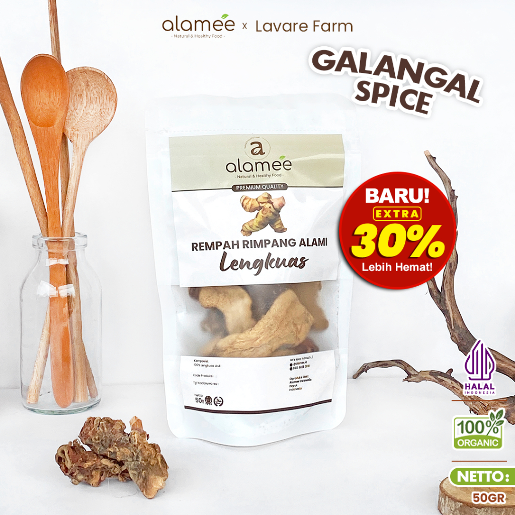 

ALAMEE Lengkuas Kering Dried Galangal Iris Rempah Organik Alami Bumbu Seasoning Masakan Masak 50gr BUMA