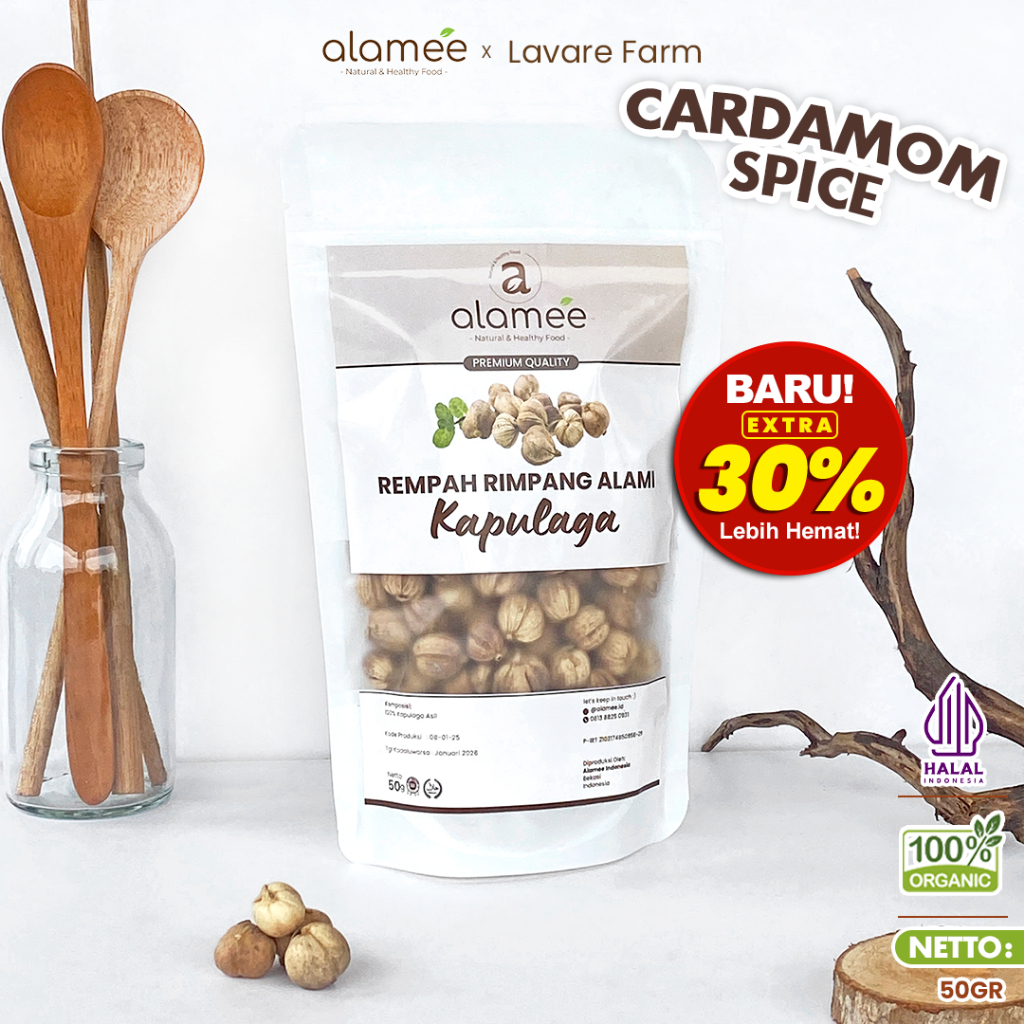 

ALAMEE Kapulaga Kering Lokal Cardamom Kapolaga Kapol Rempah Organik Bumbu Seasoning Masakan 50gr BUMA