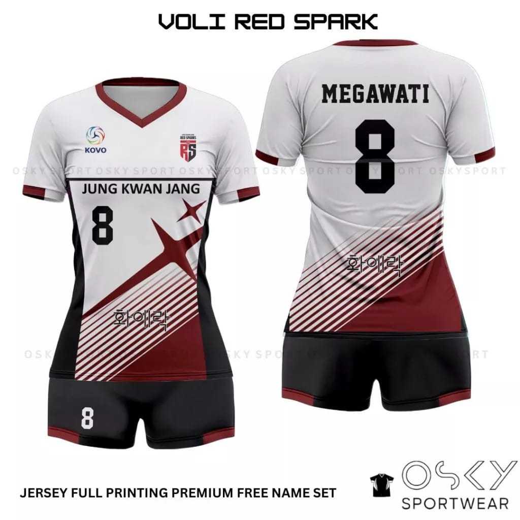 Jersey voli RED SPARK terbaru free nama & nomor