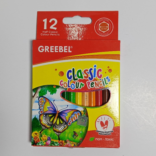 

Pewarna / Pensil Warna Greebel / Pulas Classic 12 Warna Pendek