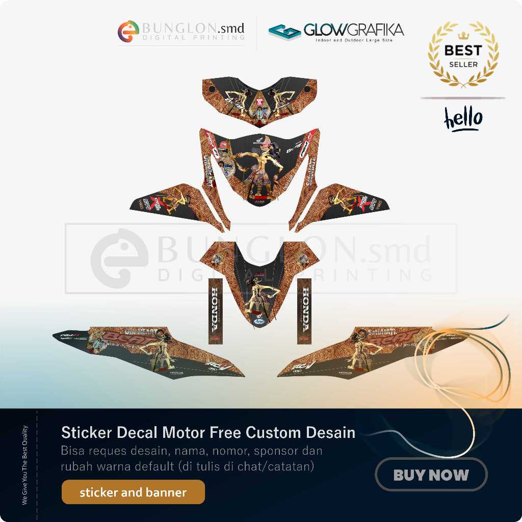 DECAL STIKER MOTOR CUSTOM HONDA BEAT FI EDISI WAYANG BIMA