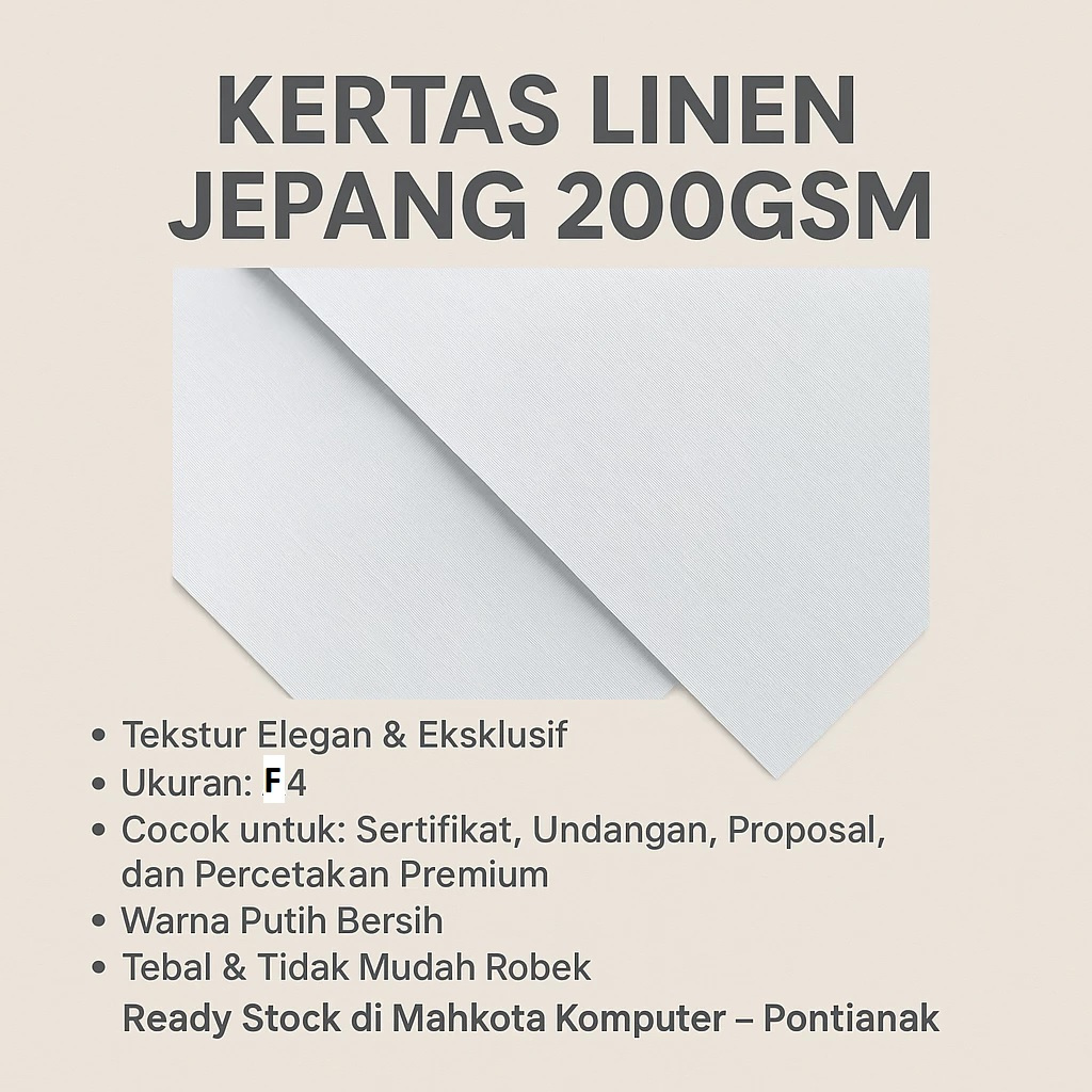 

kertas Linen F4 / kertas Linen Jepang 200GSM Uk Folio
