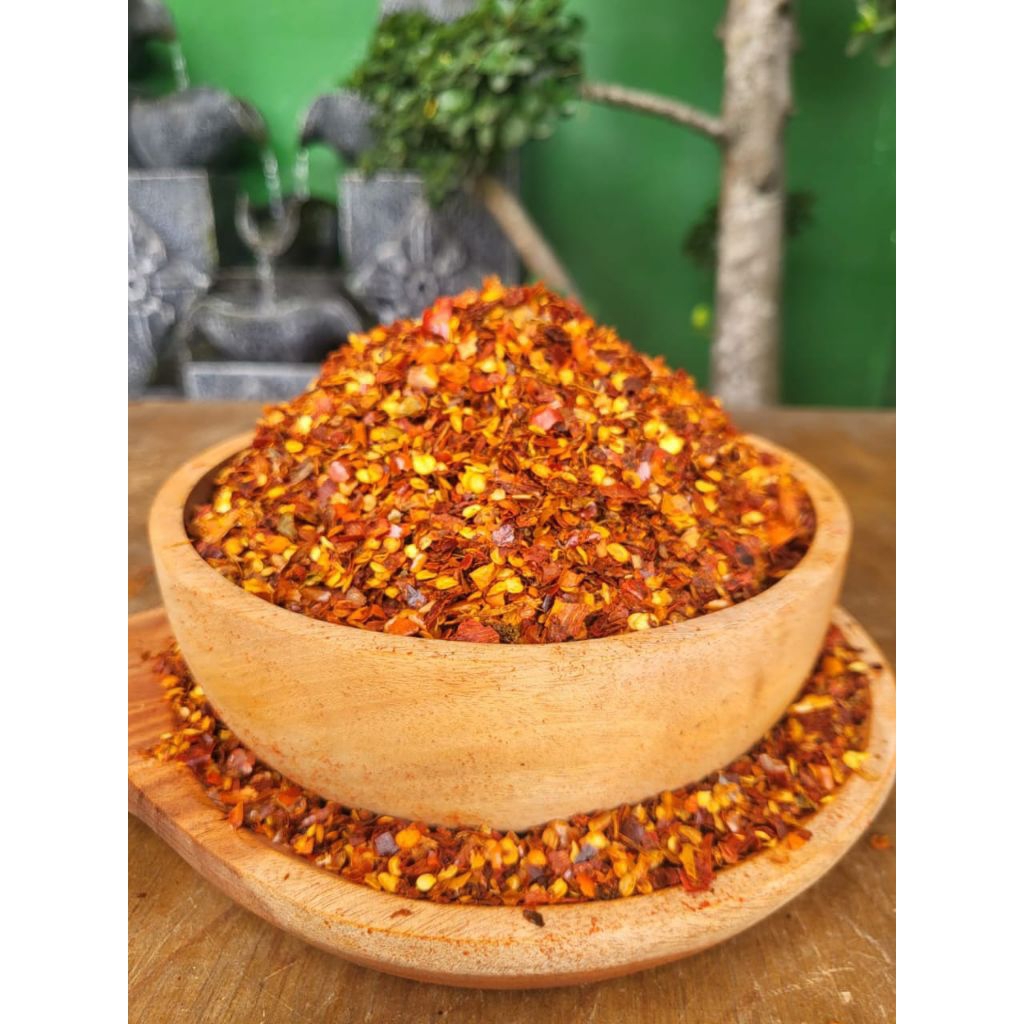 

Bubuk Cabe Kering / Cabe Flakes Pedas Alami / Cabe Bubuk Kasar Pedas /Ayam Geprek , Korea & Thailand