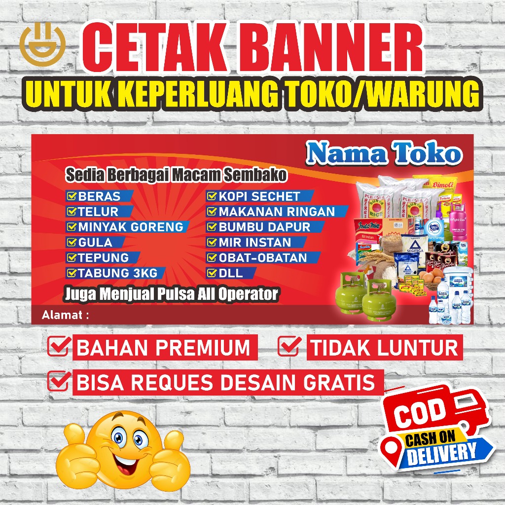 Spanduk toko sembako | Banner Toko Sembako | Spanduk kelontong | Spanduk Serba ada