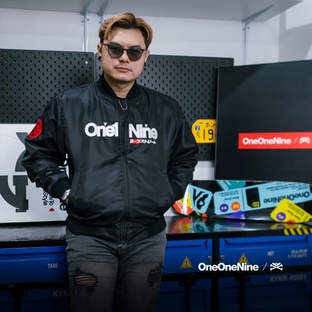 Oneonenine Ksr Jaket Varsity Cosmo Black - Jaket Motor Sport Parasut Bordir