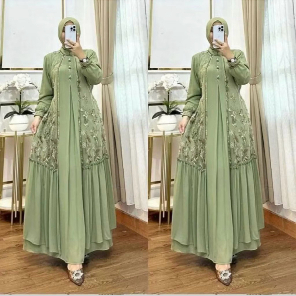 ALUNA DRESS GAMIS BROKAT CERUTY PAYET KONDANGAN GAMIS PESTA