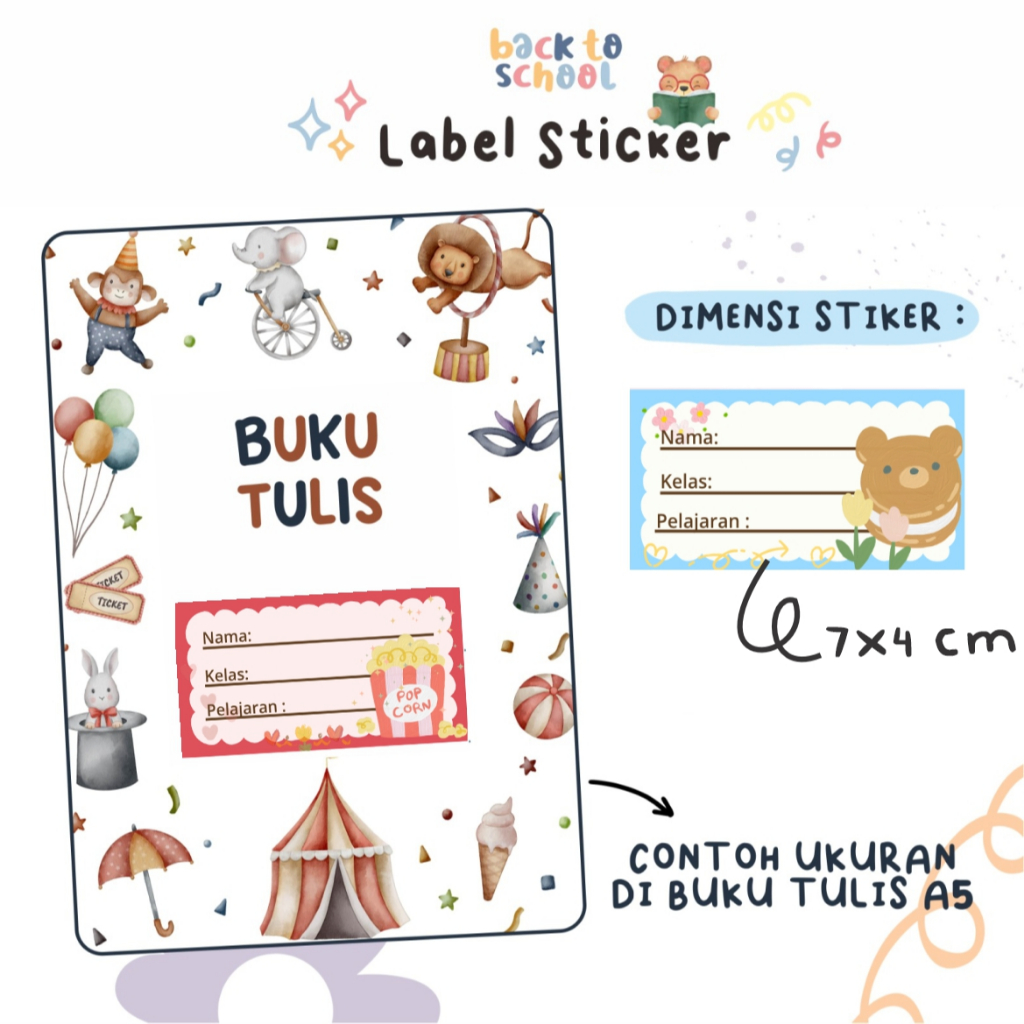

(READY STOCK) LABEL STIKER POLOS TULIS SENDIRI / Stiker Label Buku Sekolah / Buku Pelajaran Anak POLOS (tidak bisa request tulis nama)