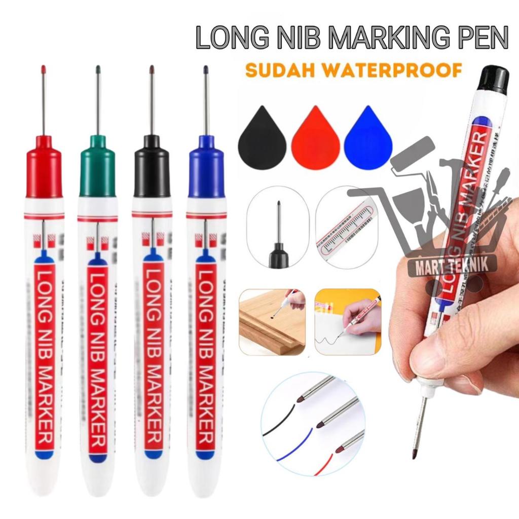 

3pcs Spidol Tukang Penanda Kepala Panjang Pulpen Tulisan Serbaguna Tukang Bangunan Lubang Dalam Spidol Berminyak Tahan Air Cepat