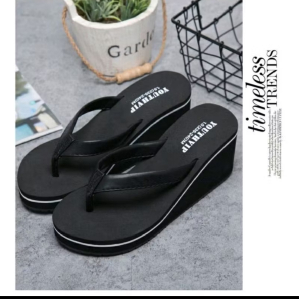 sandal wedges polos jepit wanita terkini