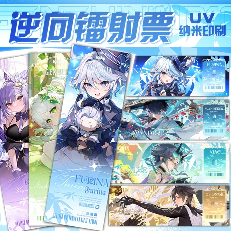 

Genshin Hologram UV Laser Ticket TEBAL Bookmark Dua Sisi Furina Alhaitham Kinich