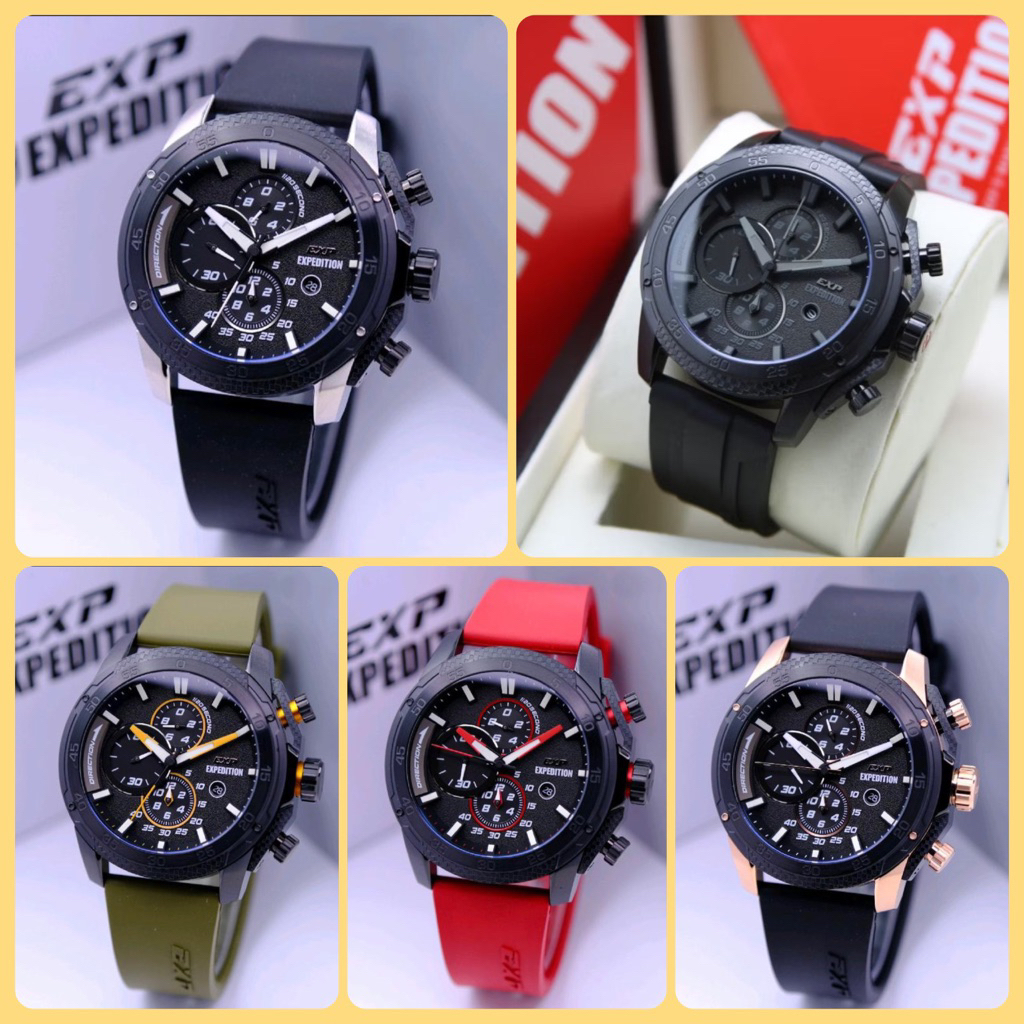 JAM TANGAN PRIA EXPEDITION E 6810 MC / E 6810 / 6810 ORIGINAL CHRONOGRAPH RUBBER GARANSI RESMI 1 TAH