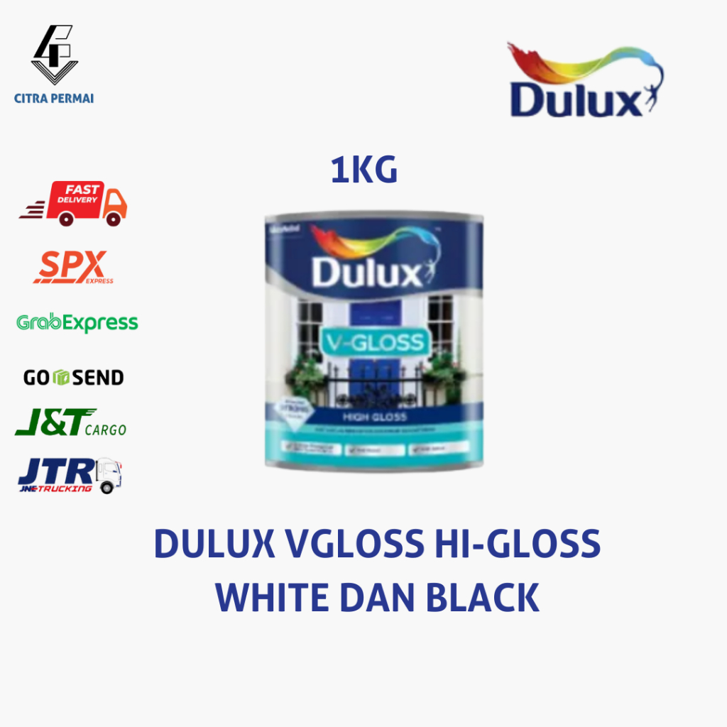 CAT MINYAK DULUX VGLOSS HIGH GLOSS (WHITE 9000 DAN BLACK 122) 1 KG / CAT MINYAK DULUX