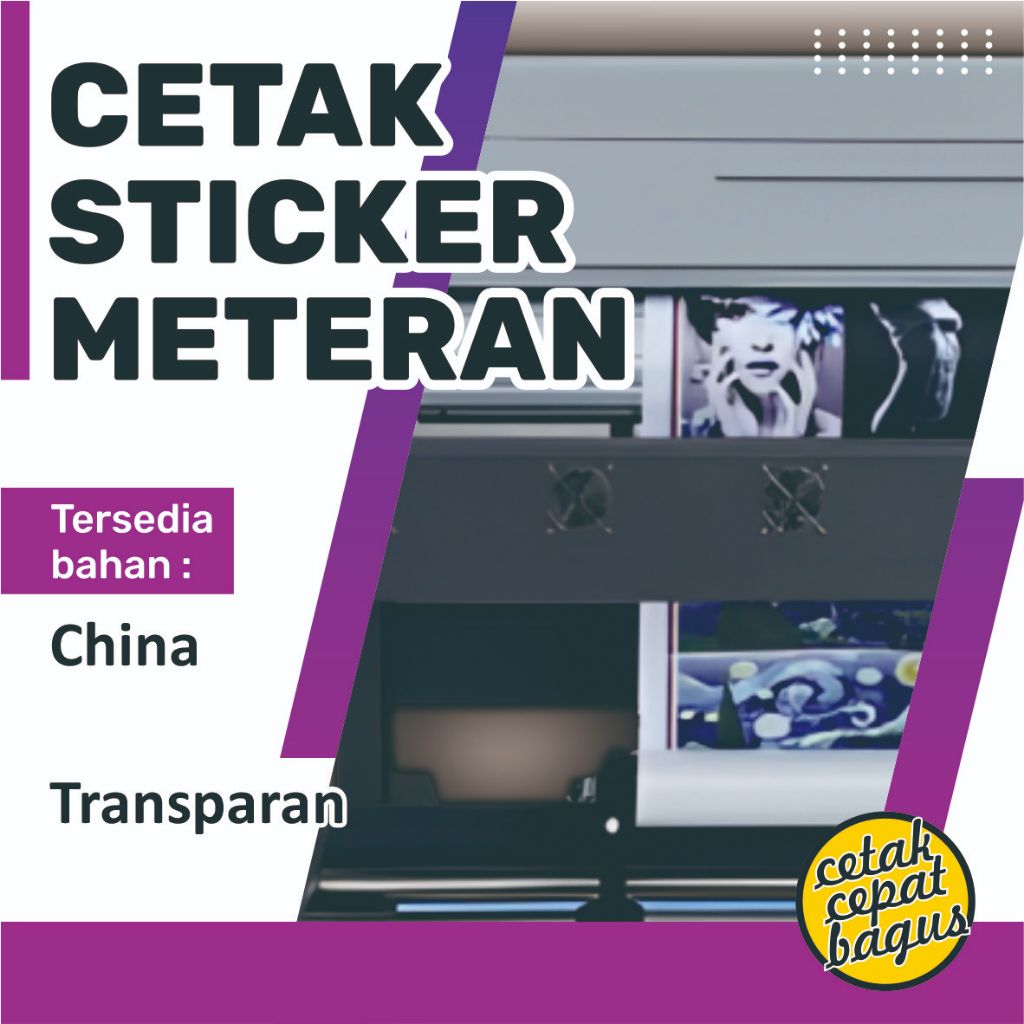 

Cetak Label Kemassan Sticker Vinyl Transparan China Per Meter + Cuitting