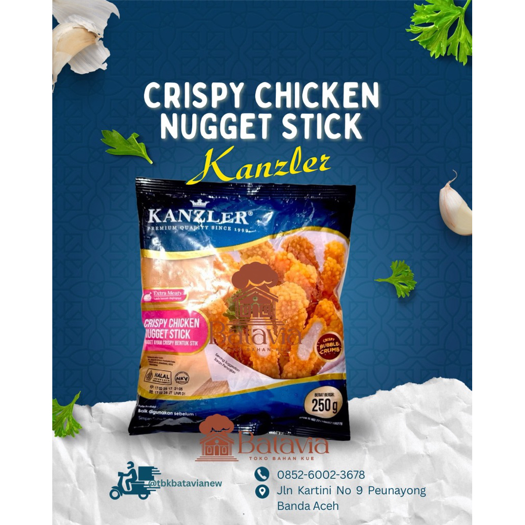 

Crispy Chicken Nugget Stick 250g dan 450g | Crispy Bubble Crumb | Kanzler | Extra Meaty