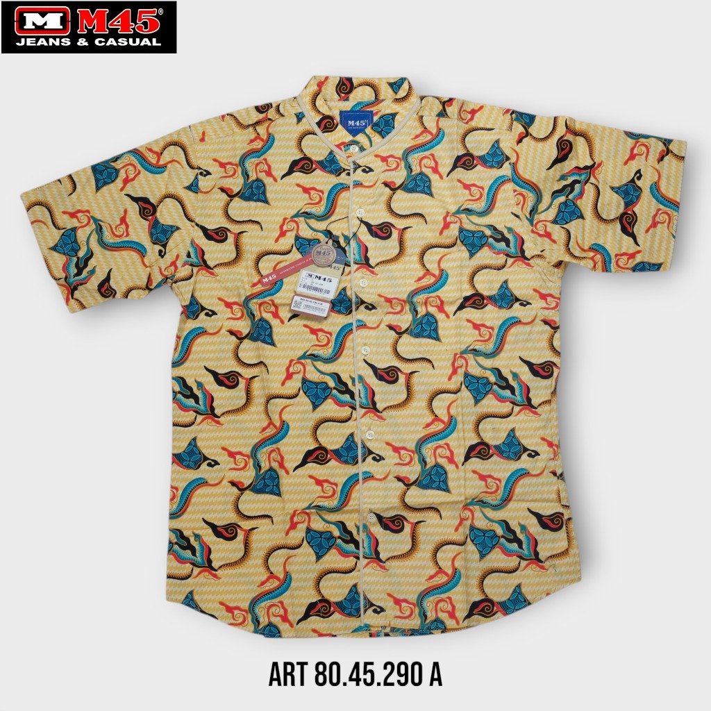 M45 Kemeja Batik Pria Kerah Sanghai Baju Cowok Lengan Pendek - 80.45.290