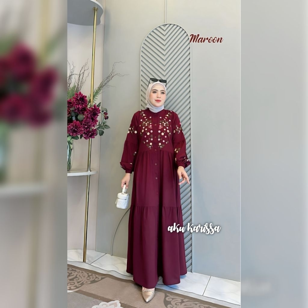 DRESS SABRINA MIX BORDIR AKU KARISSA TERBARU GAMIS NABILA BORDIR BESTSELLER 2025