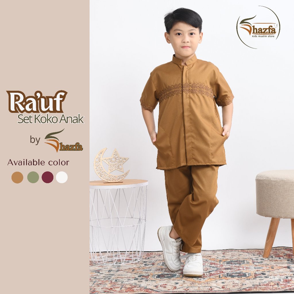 Shazfa | Ra'uf Set Koko Anak Muslim Bahan Toyobo Premium Elegan
