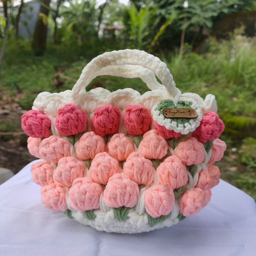 TAS MINI MOTIF BUNGA || TAS BUNGA || TAS RAJUT BUNGA || BISA CUSTOM WARNA