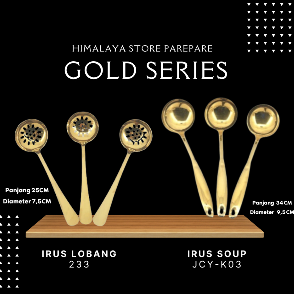 Irus Lubang Gold/Irus Gold/ Skimmer Stainless Tebal/ Irus Lubang MultifungsiIrus Emas/ Alat Masak Te