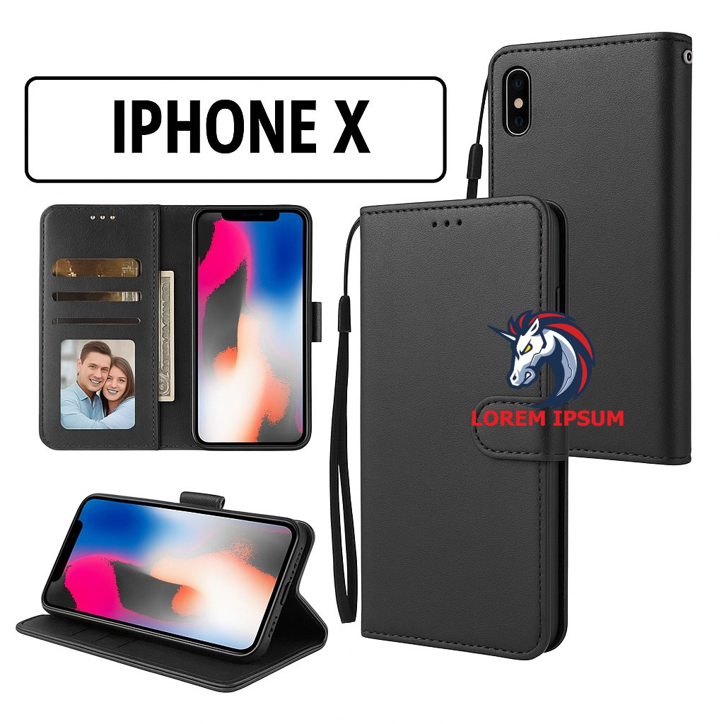 LEATHER CASING IPHONE X XS CASE KULIT FLIP WALLET LEATHER KULIT PREMIUM SARUNG BUKA TUTUP KESING HP 