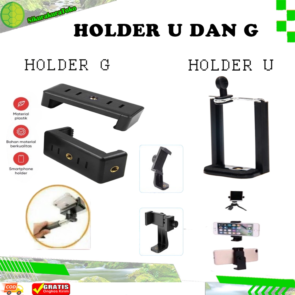 (SDA) Holder U Dan G Size M Tebal 2 posisi lubang baut Untuk Hp Tripod Gorillapod gorilla gorila spi