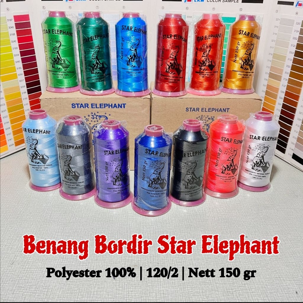 BENANG BORDIR POLYESTER 120/2 STAR ELEPHANT