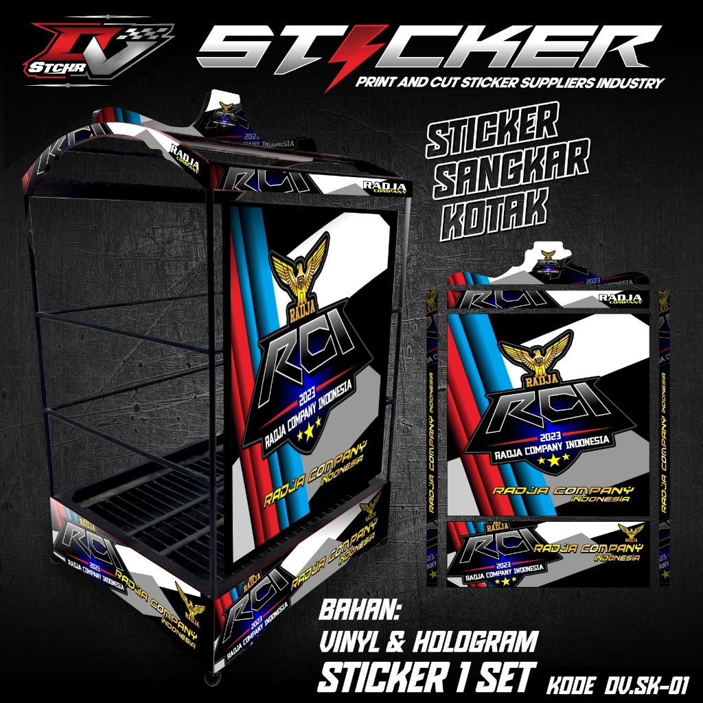 Stiker Decal SANGKAR KOTAK-Stiker Sangkar Ebod Burung Kacer Cucak ijo Cendet Kenari