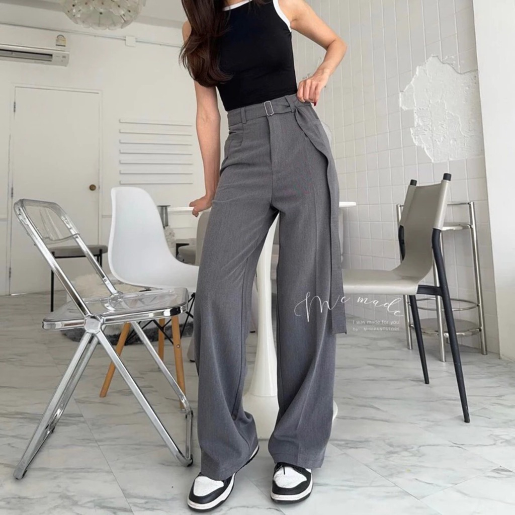 OBI PANTS - Celana Highwaist Trousers Loose Pants-Celana Kulot Wanita Kantor Formal AntiKusut Casual