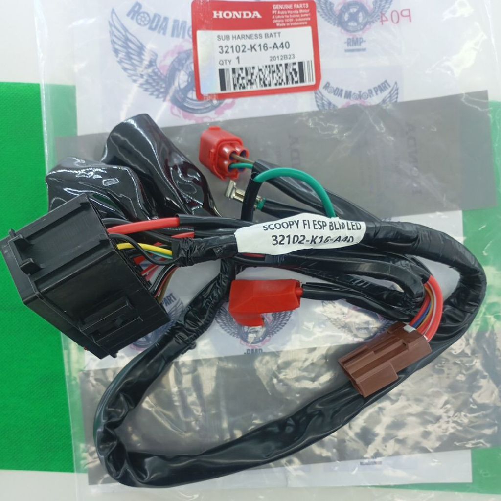 32102-K16-A40 SUB HARNESS BATTERY Kabel Baterai Aki Scoopy Fi ESP Bohlam Biasa