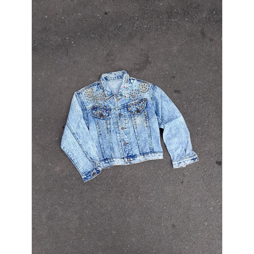 Vintage 90s Garage Girls Denim Jacket Retro Grunge Punk Jeans Trucker