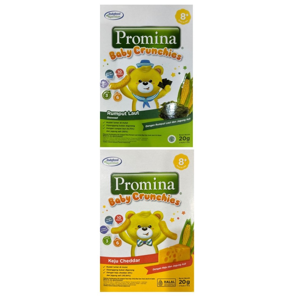 [COD] PROMINA BABY CRUNCHIES [Rumput Laut jagung / Keju Cheddar] 20Gr / Cemilan Bayi / Snack Bayi / 