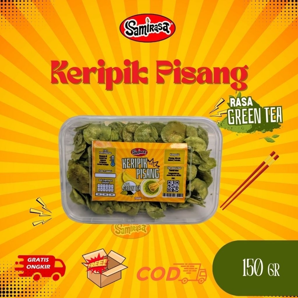 

Keripik Pisang Green tea SAMIRASA 1 Box 150Gr - [Makanan Manis Kripik Matcha Green tea Banana Cemilan Snack Viral Premium Cokelat]