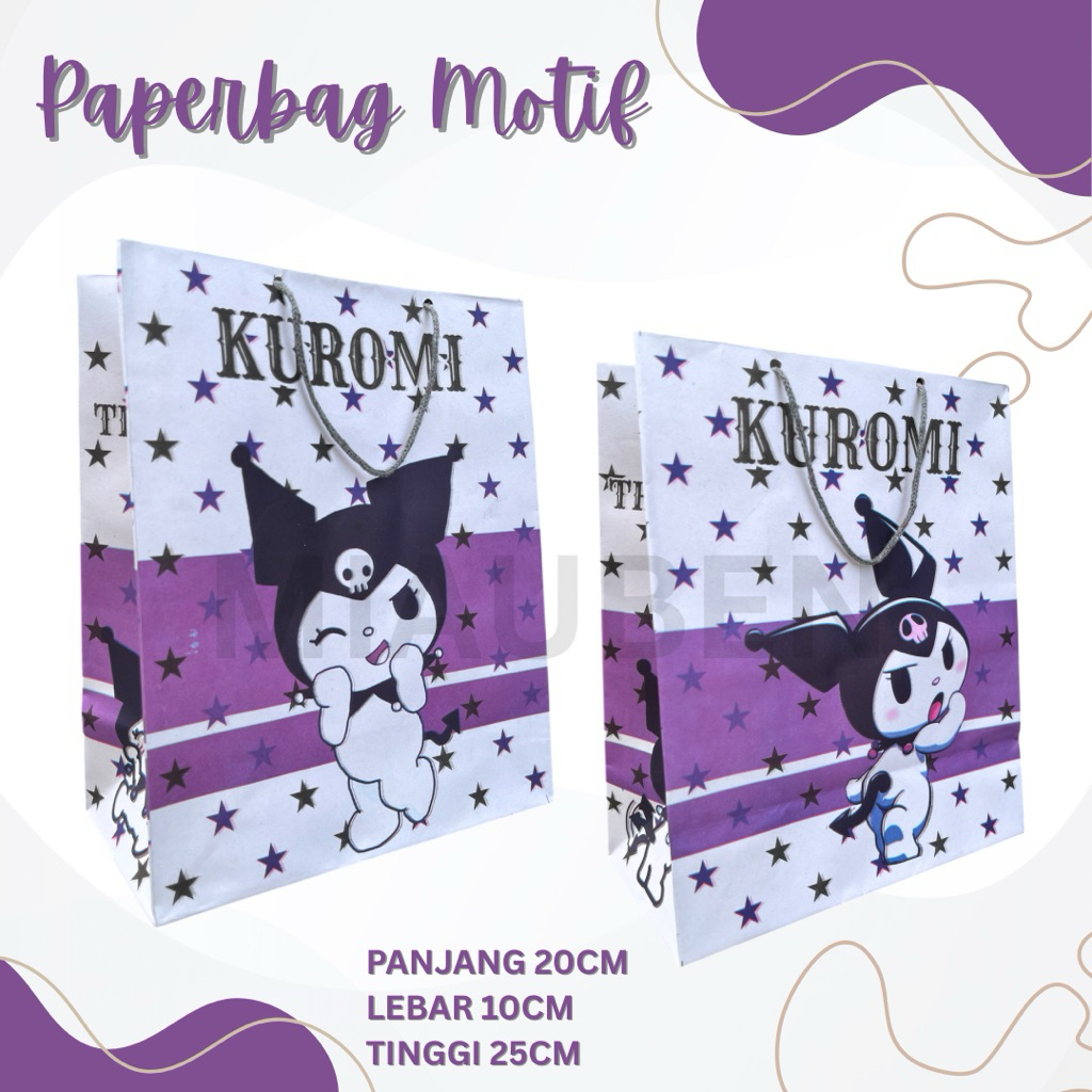 

Isi 10 pcs paperbag kuromi koromi paperbag ulang tahun anak