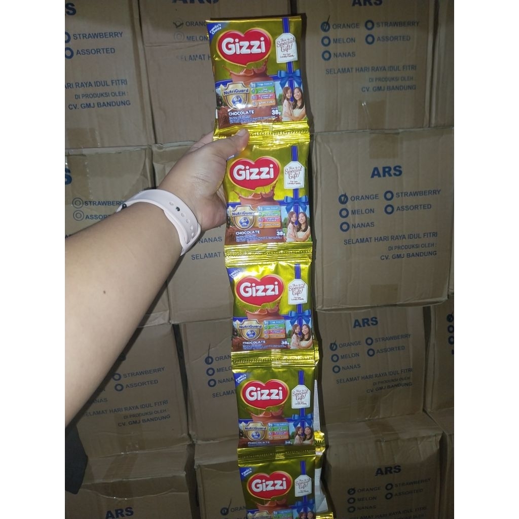 

GIZZI SUSU BUBUK RASA COKLAT 27GR MILK POWDER ENAK MURAH 1 RENCENG ISI 12PCS
