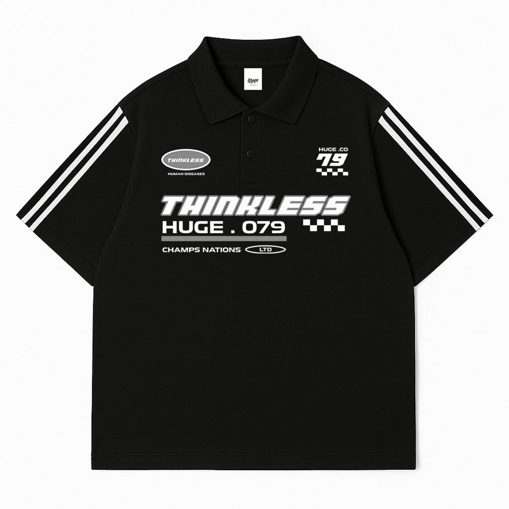 HUGE Rugby Oversized polo shirt thinkless hitam