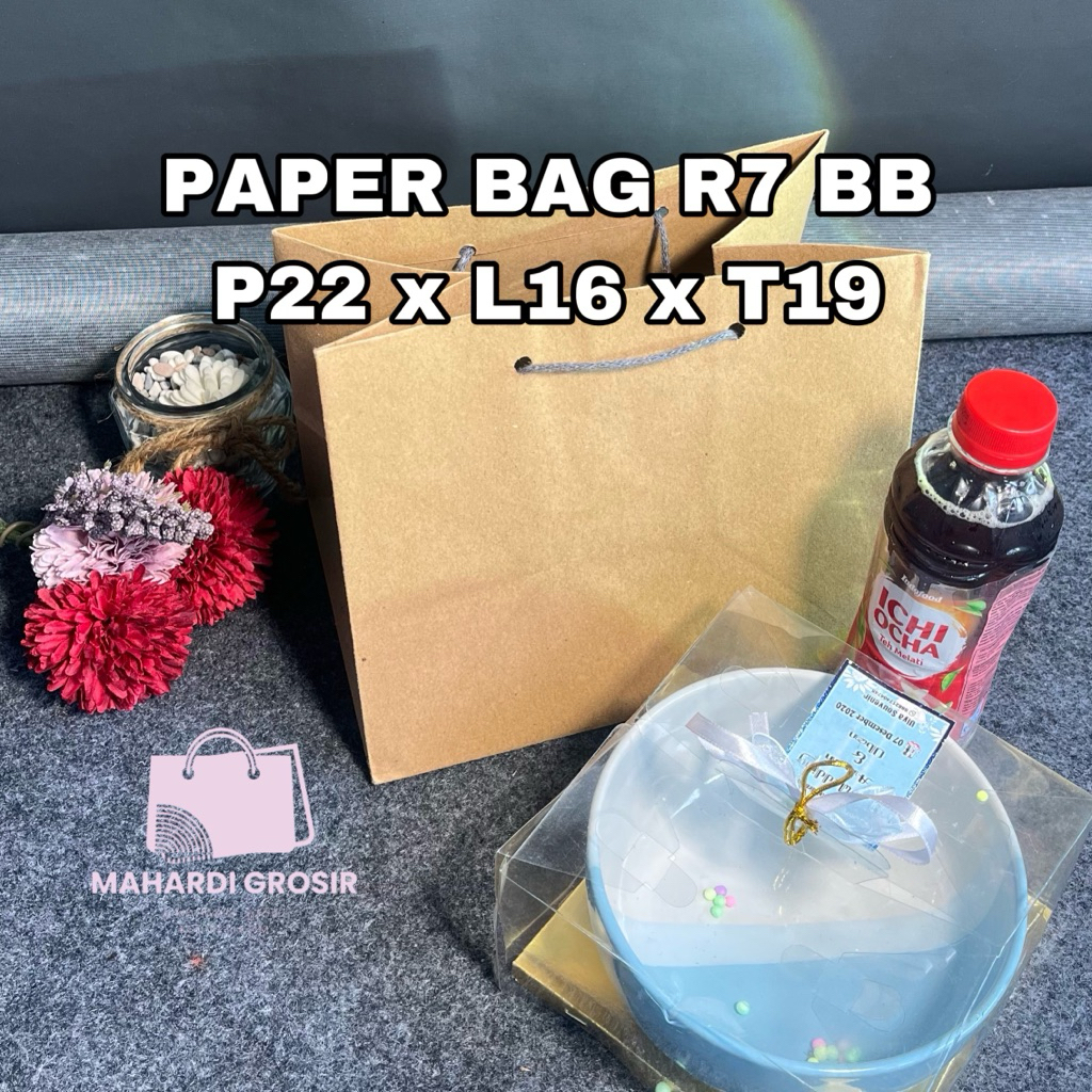 

tas kertas R7 BB 22x16x29 BB coklat polos / paper bag polos/ tas souvenir pernikahan / tas asul asul murah