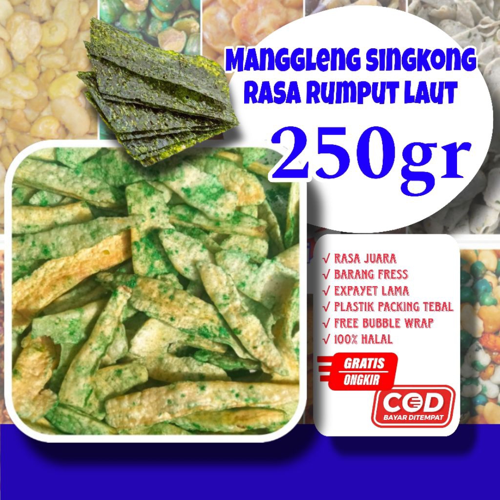 

keripik singkong manggleng rumput laut 250gr / manggleng rasa rumput laut/ keripik singkong rumput laut
