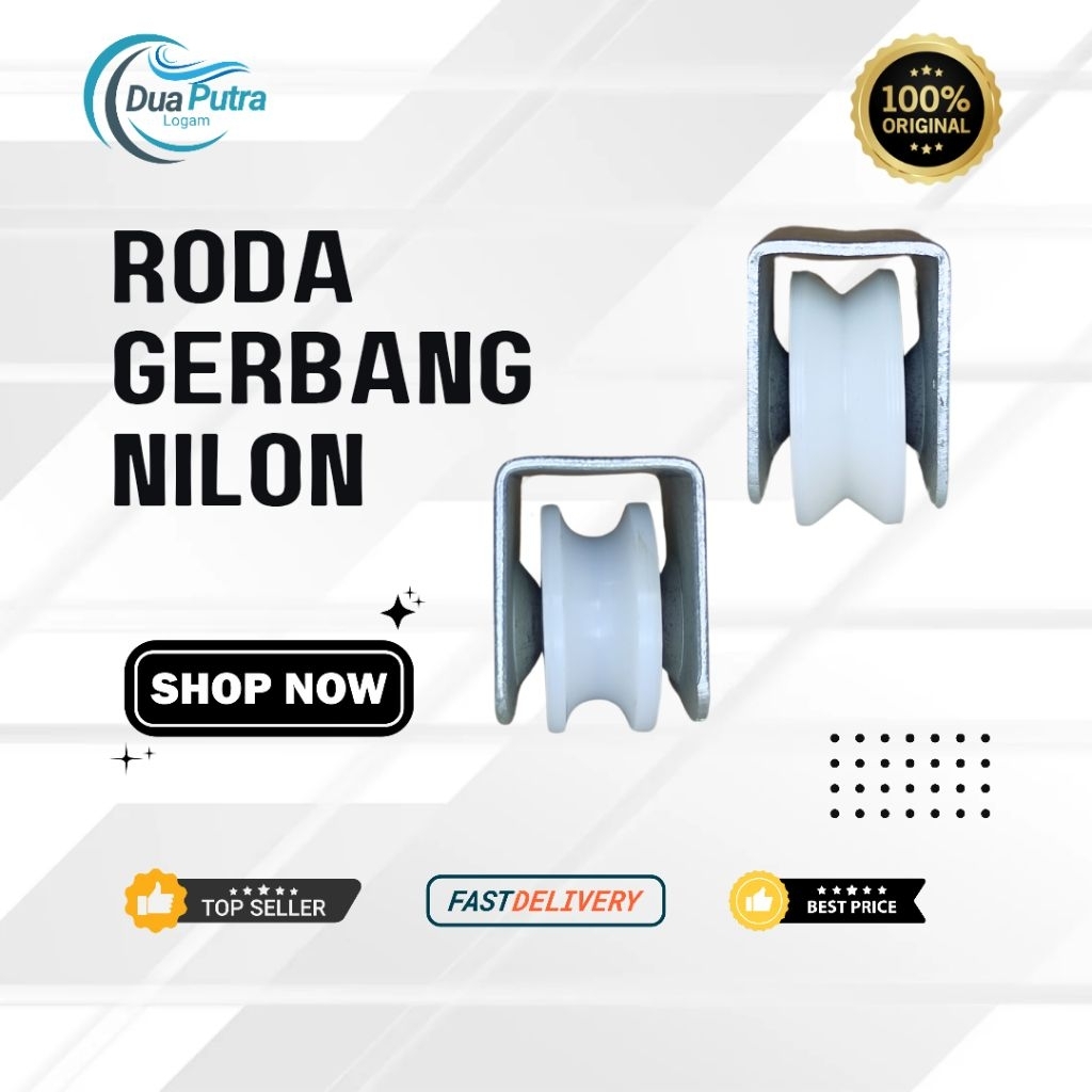 Roda Pagar Gerbang Pintu Besi Rel Siku Rel Behel Roda Nylon 7cm Anti Berisik