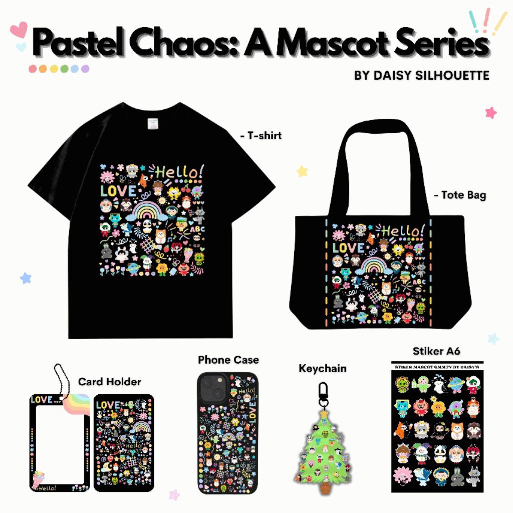 PASTEL CHAOS A MASCOT SERIES || KAOS T-SHIRT | TOTE BAG | CARD HOLDER | PHONE CASE | KEYCHAIN | STIK