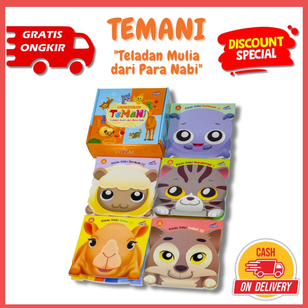ISI 5 BOARDBOOK Buku Anak Lucu Buku Cerita Bergambar Anak Balita TEMANI Teladan Mulia Para Nabi untu